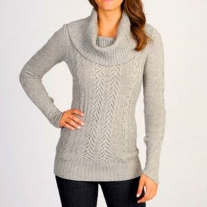 BCBGmaxazria Cable Knit Cowl Neck Grey Sweater